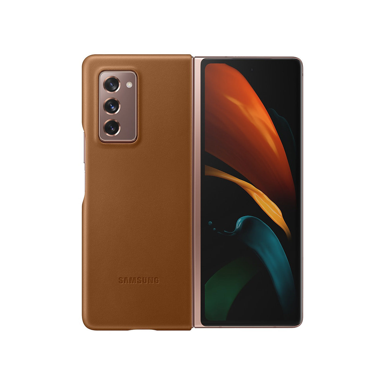 Husa Originala Piele Naturala Samsung pt. Galaxy Z Fold 2 EF-VF916 Resigilat - Brown - EF-VF916LAEGEU - 8806090612442
