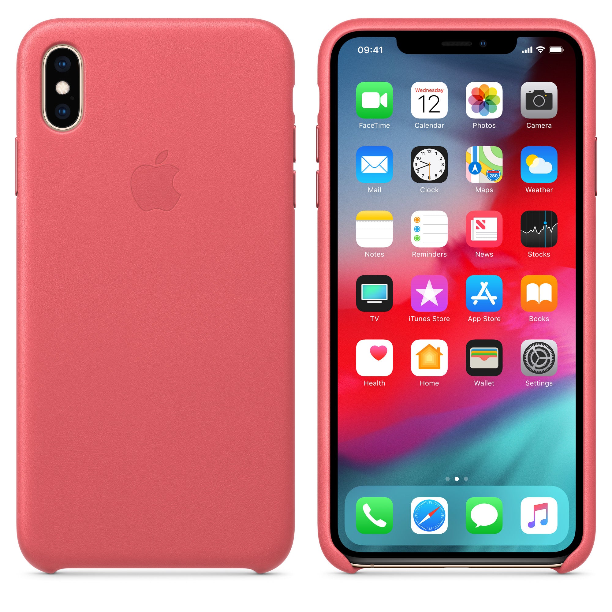 Husa Piele Naturala Apple iPhone XS Max Peony Pink - MTEX2ZM/A Originala - 190198802804 - 3