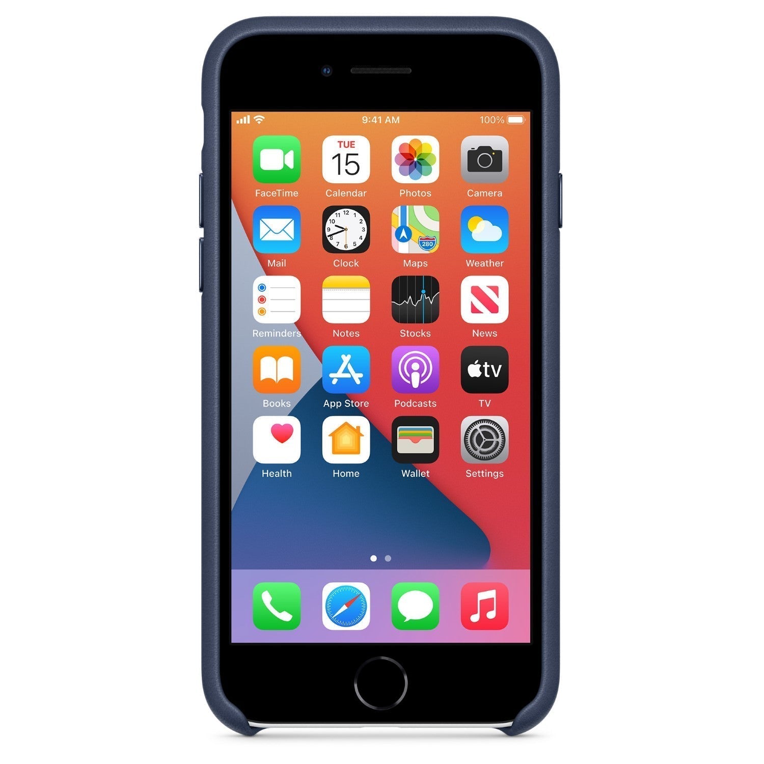 Husa Piele Naturala Apple pt. iPhone SE 2022 / 2020 / 8 / 7 Midnight Blue - MMY32ZM/A Originala Resigilat - 5
