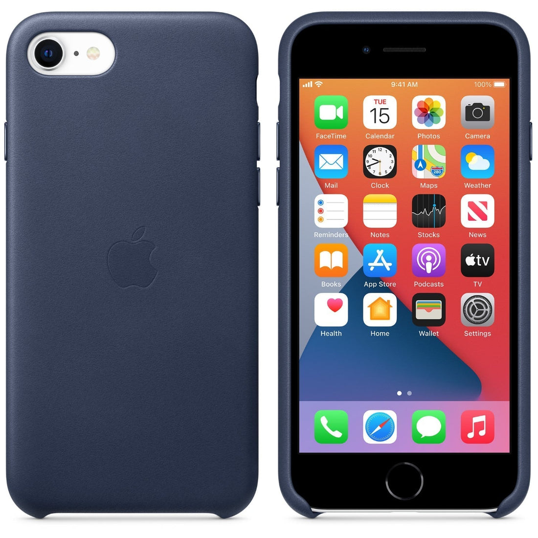 Husa Piele Naturala Apple pt. iPhone SE 2022 / 2020 / 8 / 7 Midnight Blue - MMY32ZM/A Originala Resigilat - 1