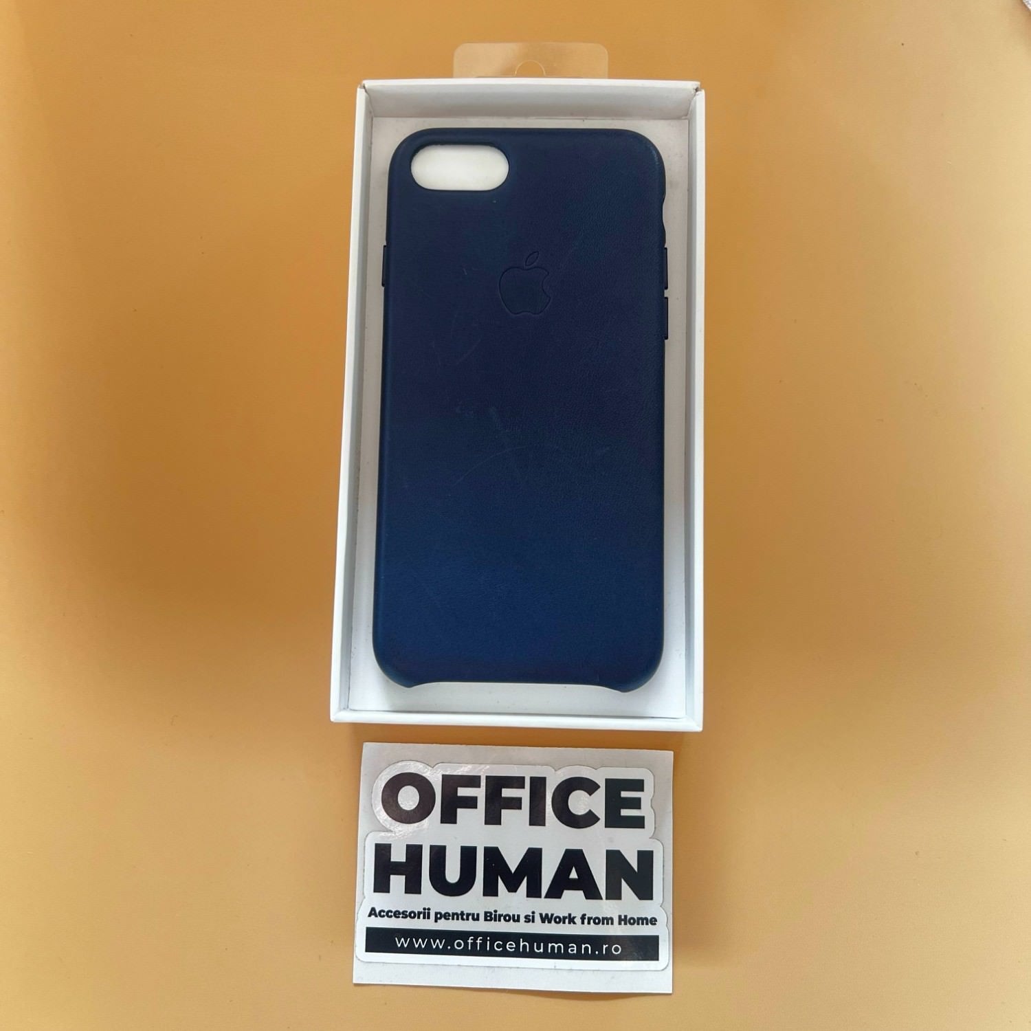 Husa Piele Naturala Apple pt. iPhone SE 2022 / 2020 / 8 / 7 Midnight Blue - MMY32ZM/A Originala Resigilat