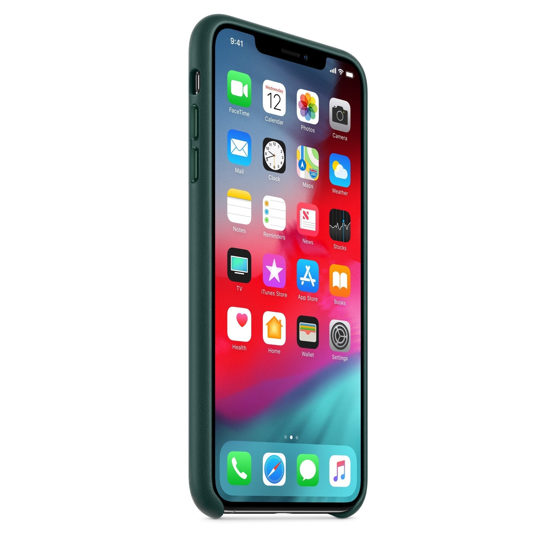 Husa Piele Naturala Apple pt. iPhone XS Max Forest Green - MTEV2ZM/A Originala - 190198802743 - 3