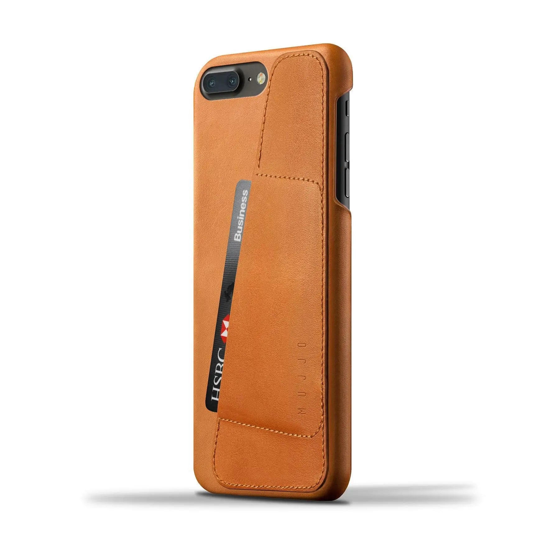 Husa Piele Naturala cu Buzunar Card Mujjo - iPhone 8 Plus / 7 - Tan - MUJJO-CS-071-TN - 8718546171604