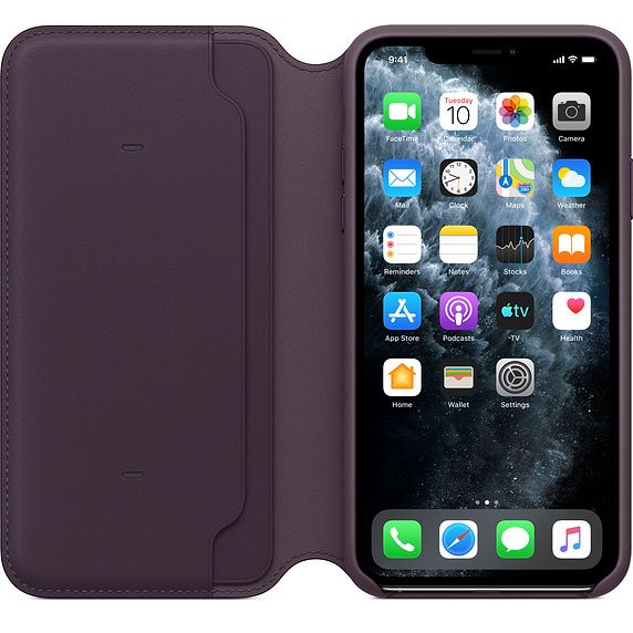 Husa Piele Naturala Folio Apple pt. iPhone 11 Pro Max Aubergine - MX092ZM/A Originala Resigilat - MX092ZM/A-A - 190199288454 - 1