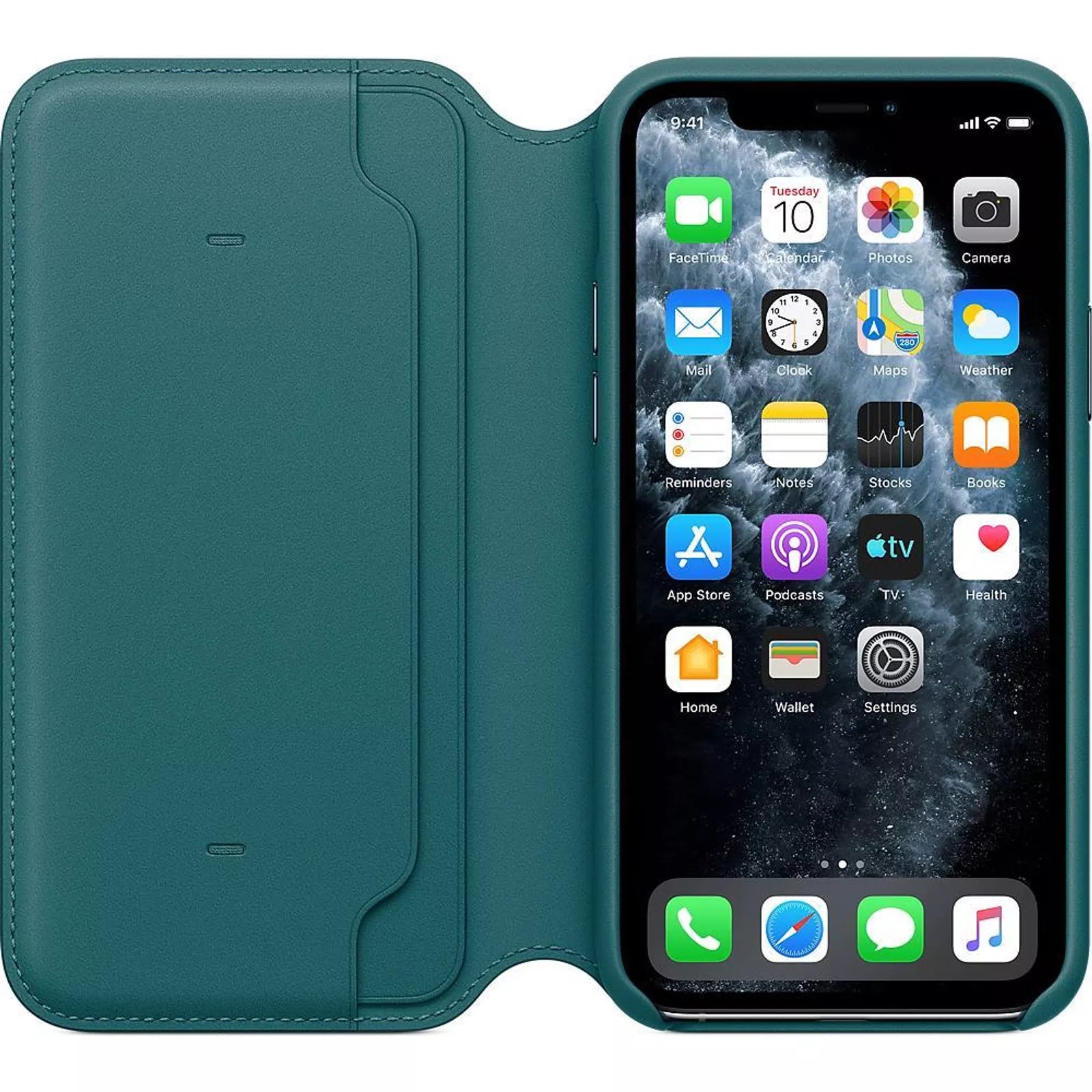 Husa Piele Naturala Folio Apple pt. iPhone 11 Pro Peacock - MY1M2ZM/A Originala - 190199651395 - 3