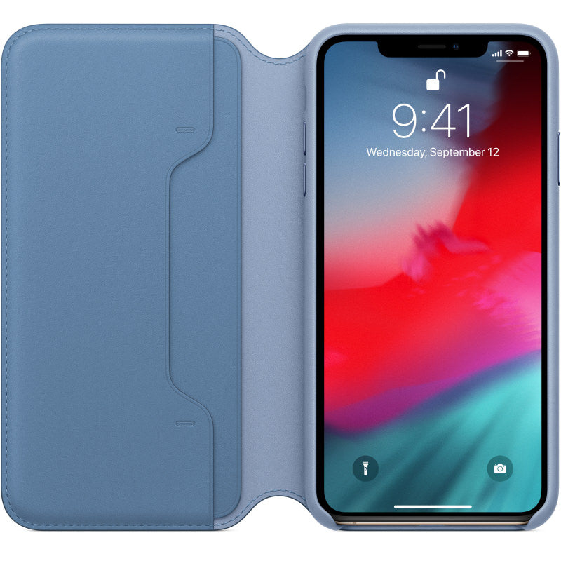 Husa Piele Naturala Folio Apple pt. iPhone XS Max Cornflower - MVFT2ZM/A Originala - 190199126107 - 2