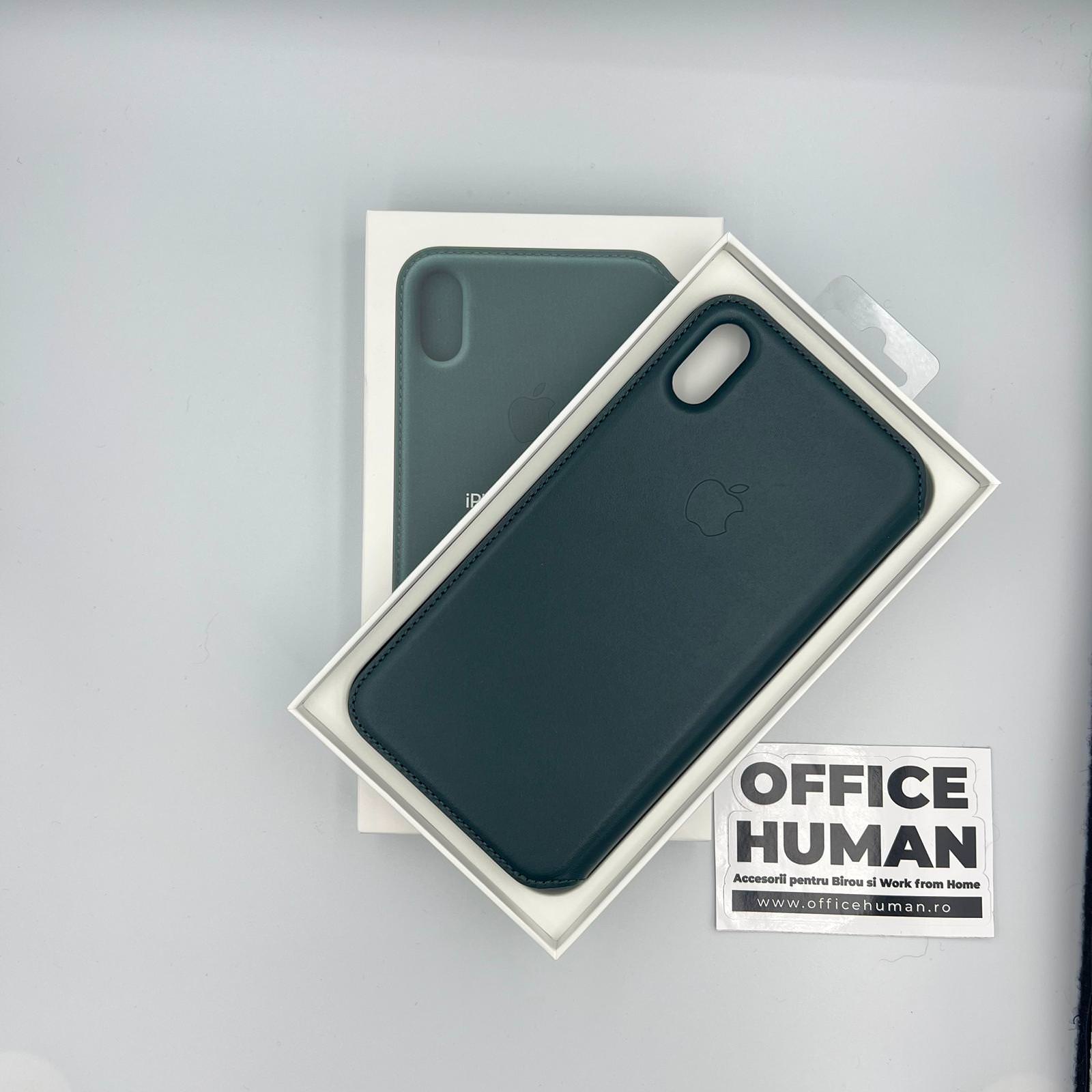 Husa Piele Naturala Folio Apple pt. iPhone XS Max Forest Green - MRX42ZM/A Originala - 190198763662 - 4