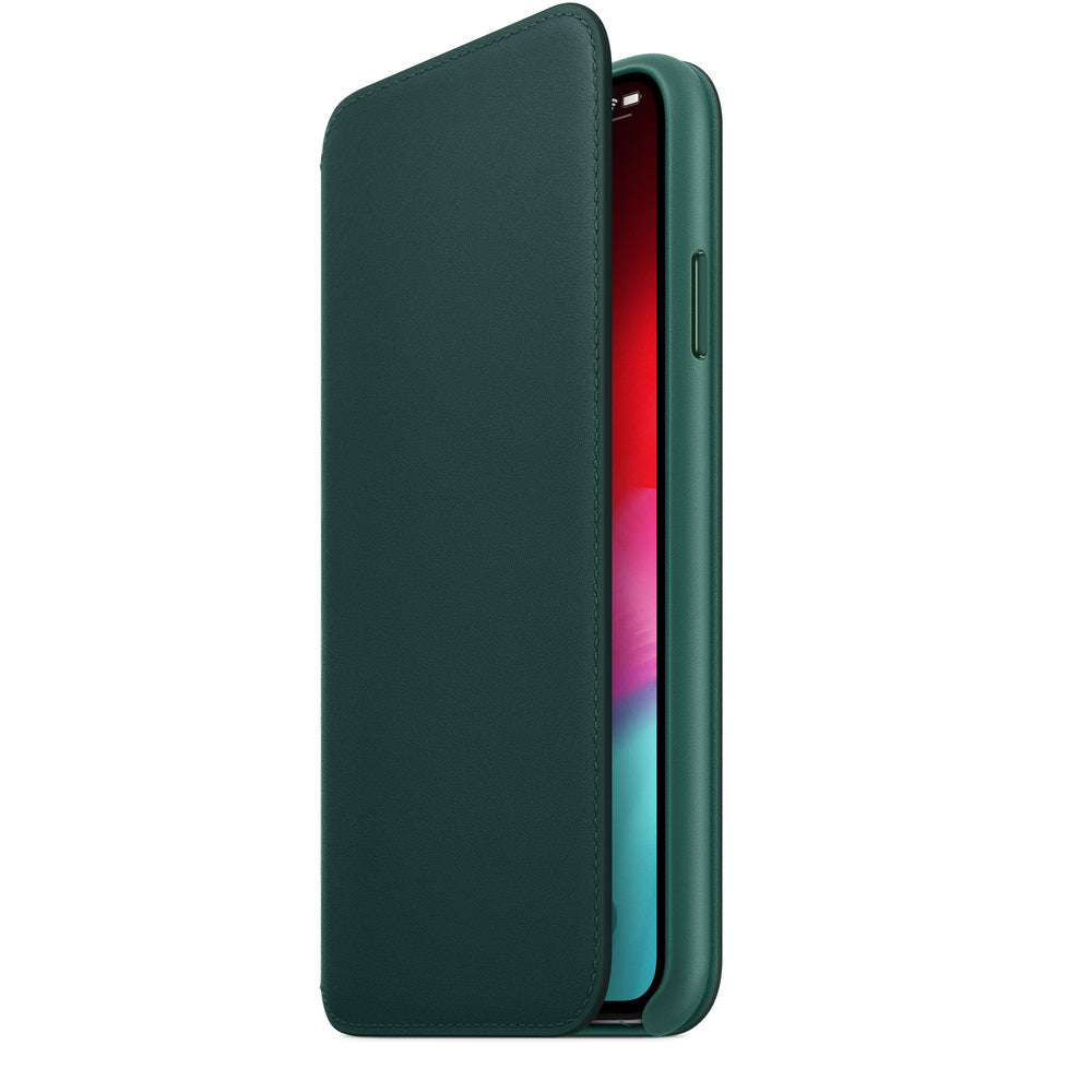 Husa Piele Naturala Folio Apple pt. iPhone XS Max Forest Green - MRX42ZM/A Originala - 190198763662 - 3