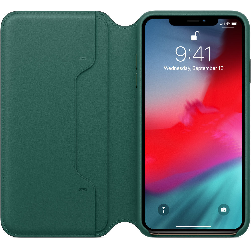 Husa Piele Naturala Folio Apple pt. iPhone XS Max Forest Green - MRX42ZM/A Originala - 190198763662 - 2