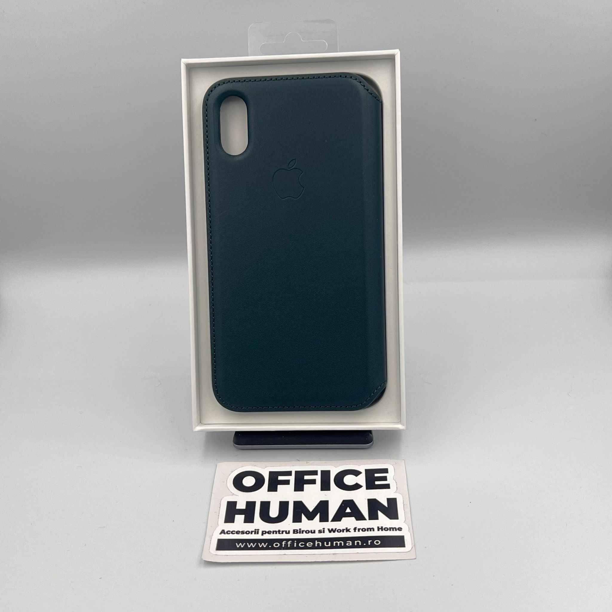 Husa Piele Naturala Folio Apple pt. iPhone XS & X Forest Green - MRWY2ZM/A Originala - 190198763563 - 5