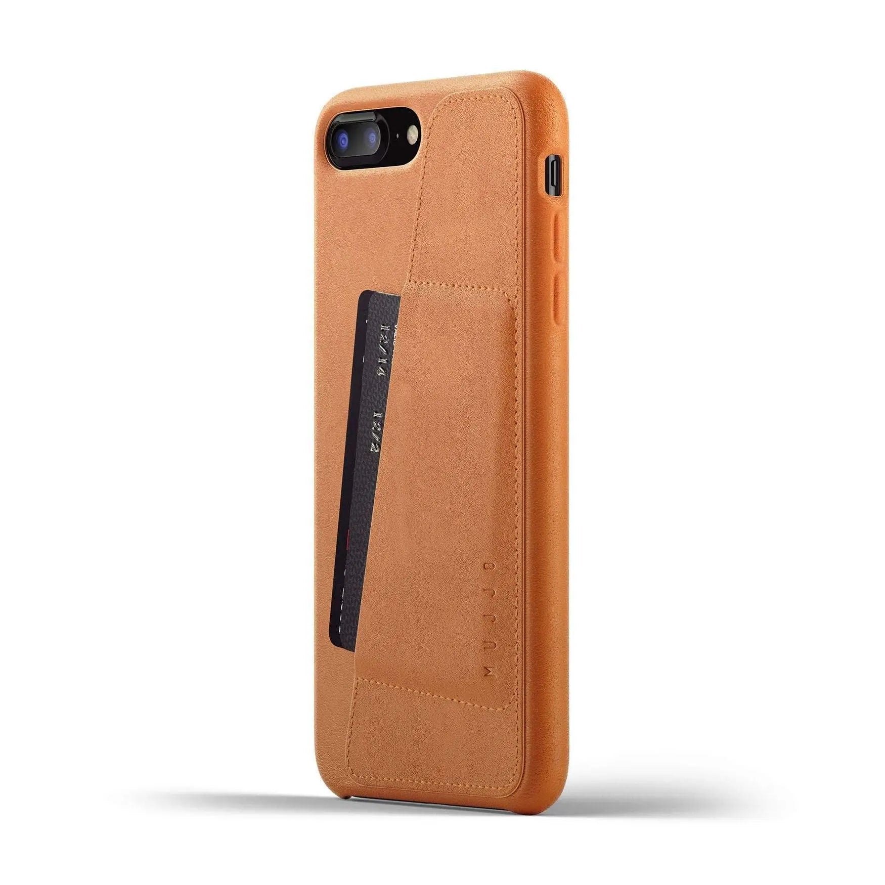 Husa Piele Naturala Full cu Buzunar Card Mujjo - iPhone 8 Plus / 7 - Tan - MUJJO-CS-091-TN - 8718546171697 - 1