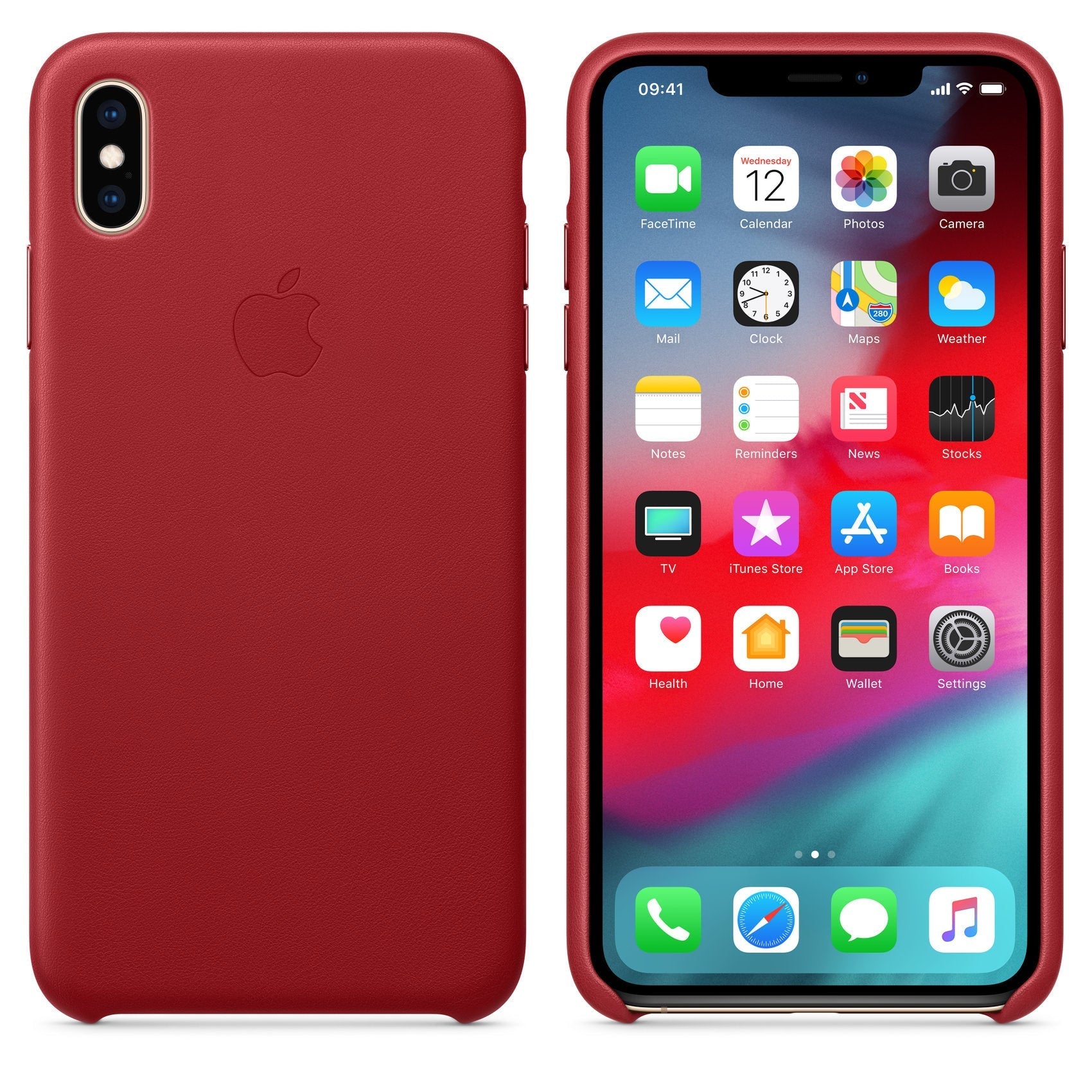 Husa Piele Naturala pt. Apple iPhone XS Max Red - MRWQ2ZM/A Originala - 190198763426 - 3
