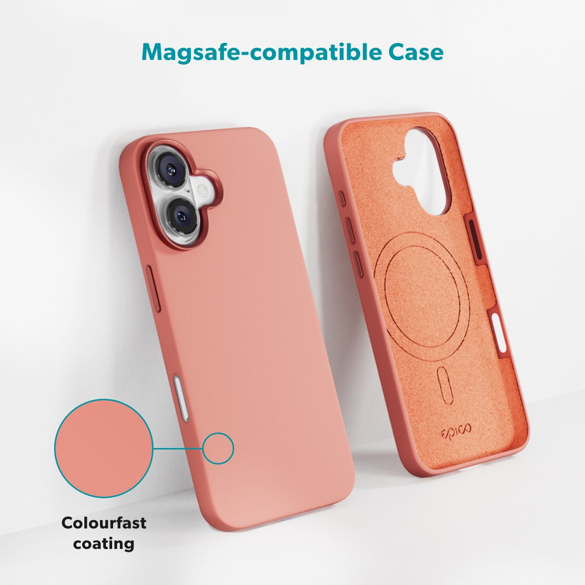 Husa Silicon Epico Mag+ Pro pt. iPhone 16 Peach Pink - Certificare SGS MagSafe & QI2 Aluminiu - 90810102300002 - 8596049191622 - 6