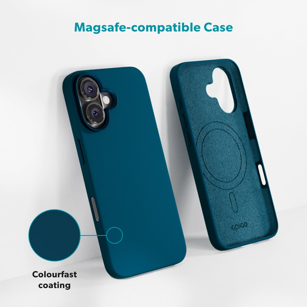 Husa Silicon Epico Mag+ Pro pt. iPhone 16 Petrol Blue - Certificare SGS MagSafe & QI2 Aluminiu - 90810102600001 - 8596049191592 - 5