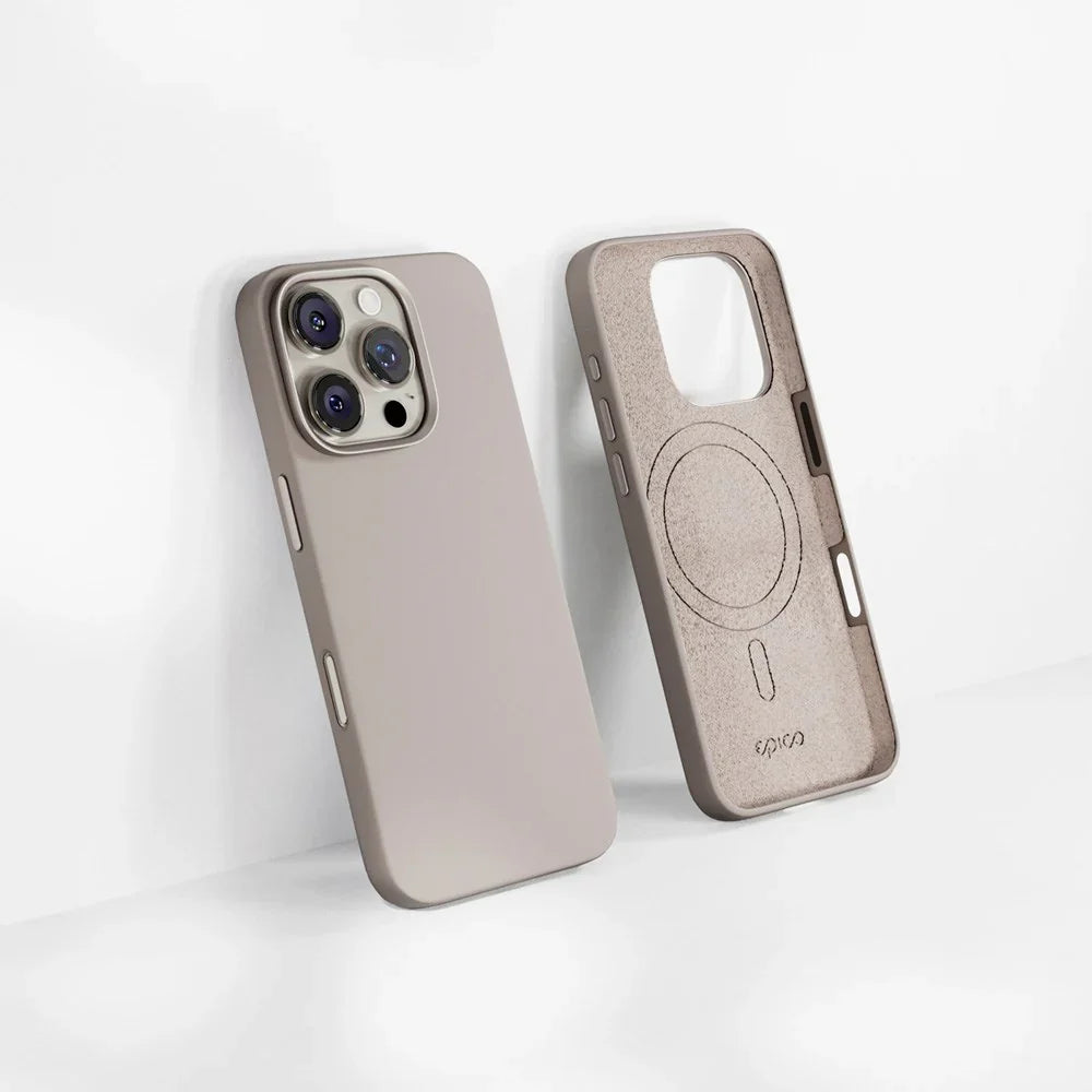 Husa Silicon Epico Mag+ Pro pt. iPhone 16 Titanium Beige - Certificare SGS MagSafe & QI2 Aluminiu - 91010101700001 - 8596049191714 - 5