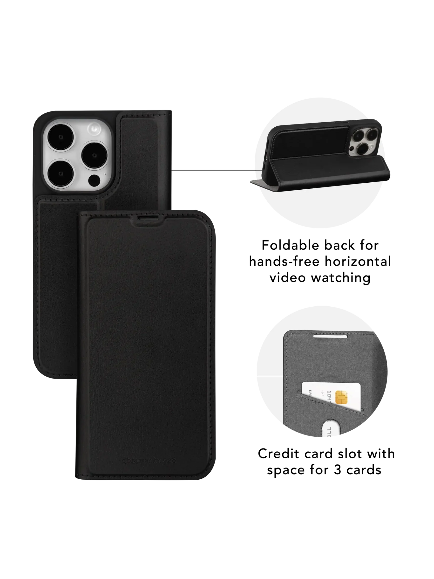 Husa tip carte dbramante1928 Oslo cu stand pt. iPhone 14 Neagra Slot Card - OS61BL006052 - 5711428060525 - 3