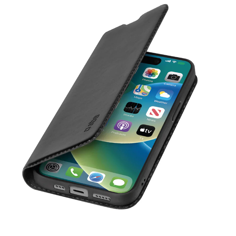 Husa tip carte SBS Wallet Smooth cu stand pt. iPhone 15 Neagra Inchidere Magnetica Slot Card - TEBKLITEIP1561K - 8018417449550 - 1