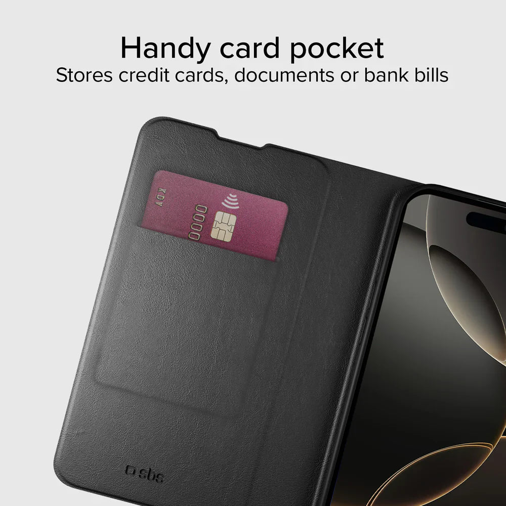 Husa tip carte SBS Wallet Smooth cu stand pt. iPhone 16 Plus Neagra Inchidere Magnetica Slot Card - TEWALIP1667K - 8018417481918 - 5