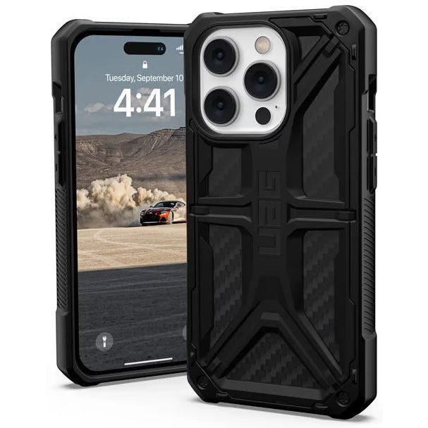 Husa Urban Armor Gear Monarch pt. iPhone 14 Pro Black Fibra de Carbon - 114034114242 - 840283901829 - 2