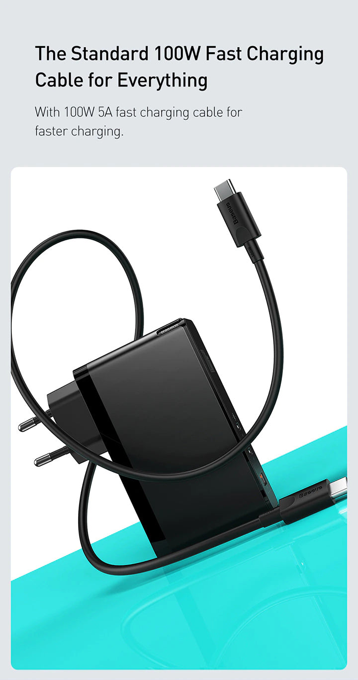 Incarcator Priza Baseus GaN + SiC 120 W - 2 x USB-C USB Quick Charge 3.0 Power Delivery Huawei SuperCharge Cablu - White - CCGAN-J02