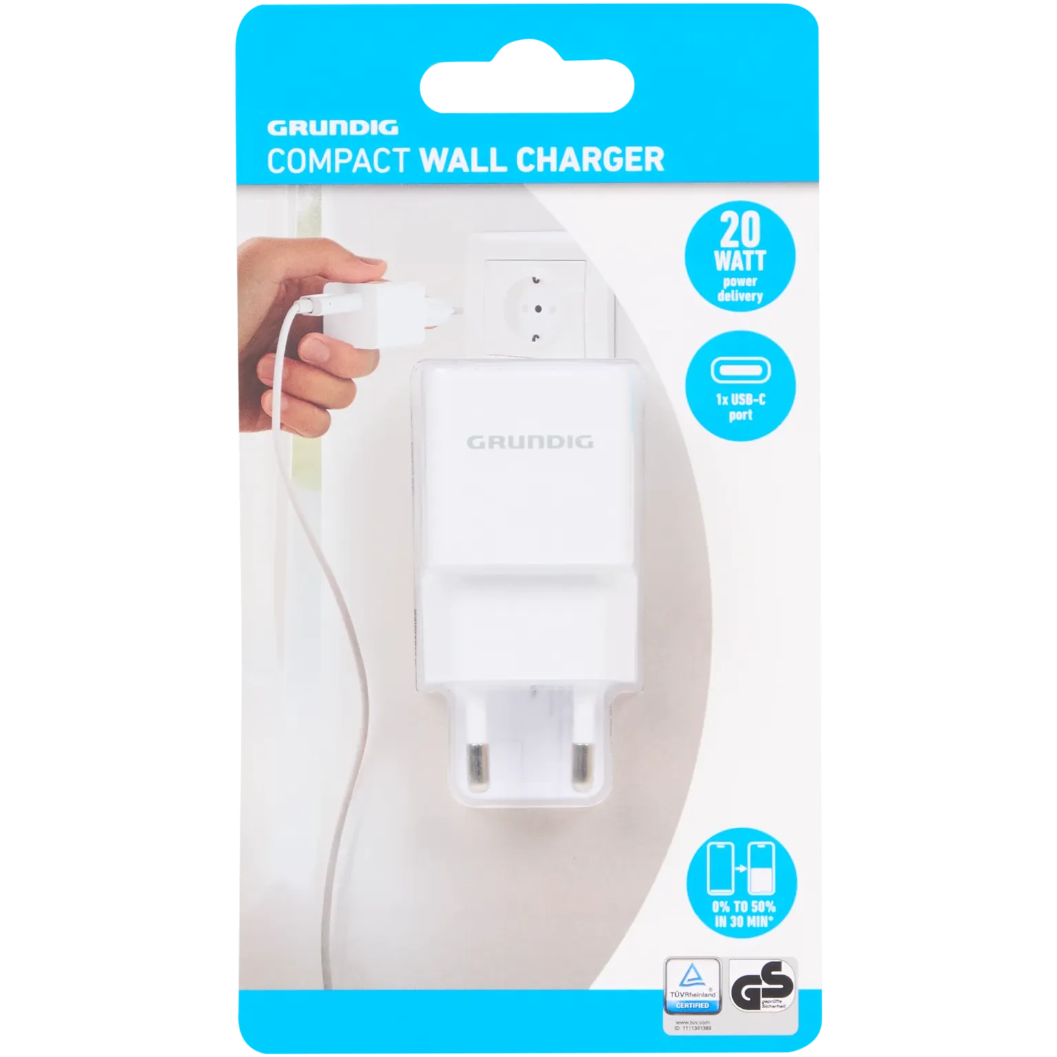 Incarcator Priza Grundig 20W - USB-C Power Delivery - Alb - 3216892 - 8718964244386 - 2