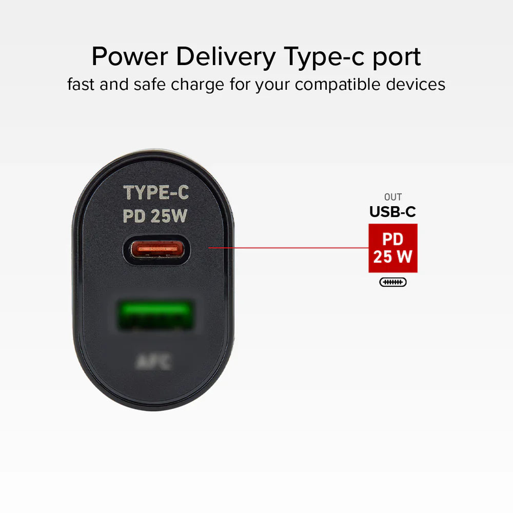 Incarcator Priza SBS 25W + 18W - USB-C USB Power Delivery AFC - TETRPD25W - 8018417329074 - 2