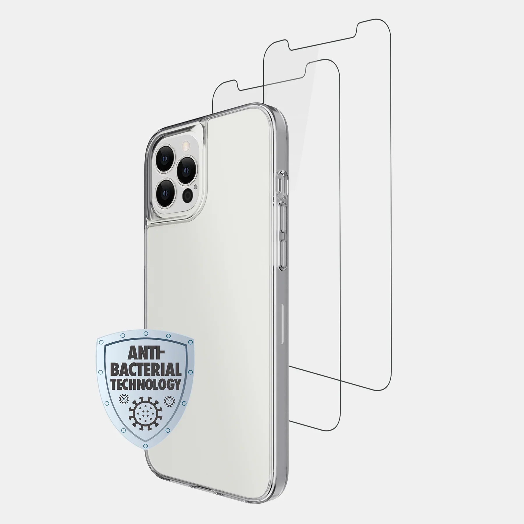 Kit Husa & 2 Folii Sticla Securizata Ecran Sketch Protection 360 pt. iPhone 13 Pro Max Protectie Antibacteriana - SKBD-IPPM21-TWP