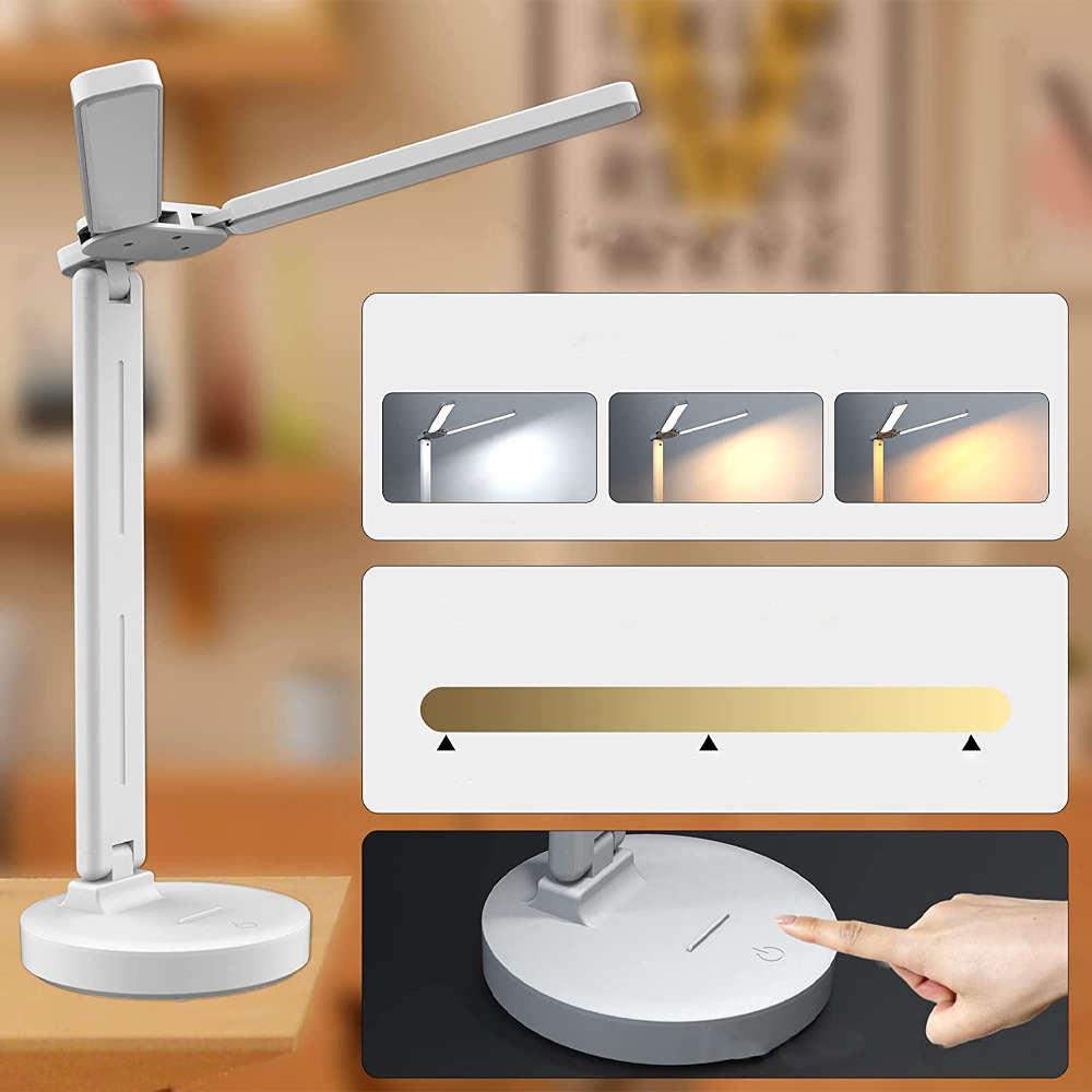 Lampa de Birou LED cu 2 Brate Alogy - 3600 mAh 3 Moduri & 5 Niveluri Luminozitate Control Touch Suport Smartphone - 5907765689691 - 4