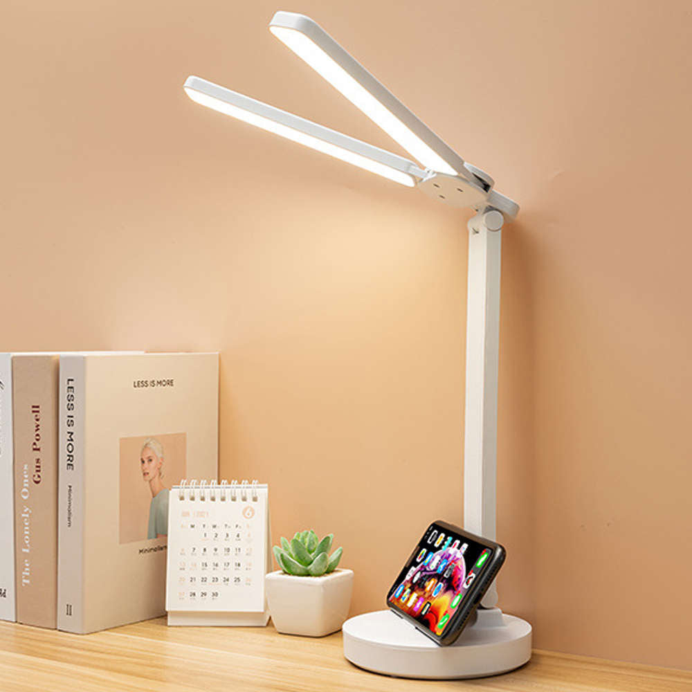 Lampa de Birou LED cu 2 Brate Alogy - 3600 mAh 3 Moduri & 5 Niveluri Luminozitate Control Touch Suport Smartphone - 5907765689691 - 14