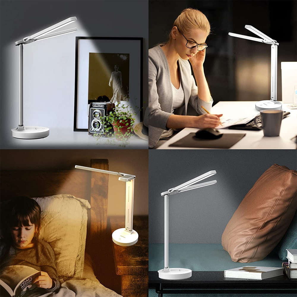 Lampa de Birou LED cu 2 Brate Alogy - 3600 mAh 3 Moduri & 5 Niveluri Luminozitate Control Touch Suport Smartphone - 5907765689691 - 16