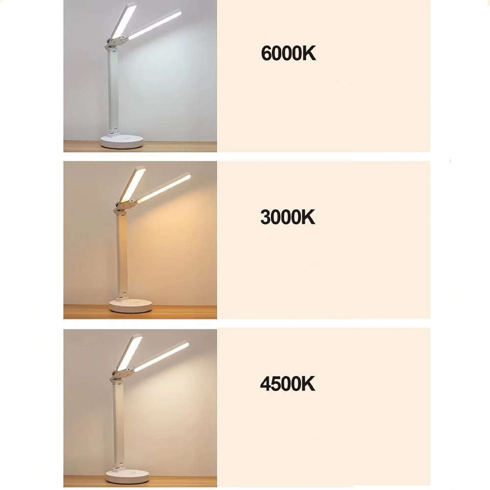 Lampa de Birou LED cu 2 Brate Alogy - 3600 mAh 3 Moduri & 5 Niveluri Luminozitate Control Touch Suport Smartphone - 5907765689691 - 10