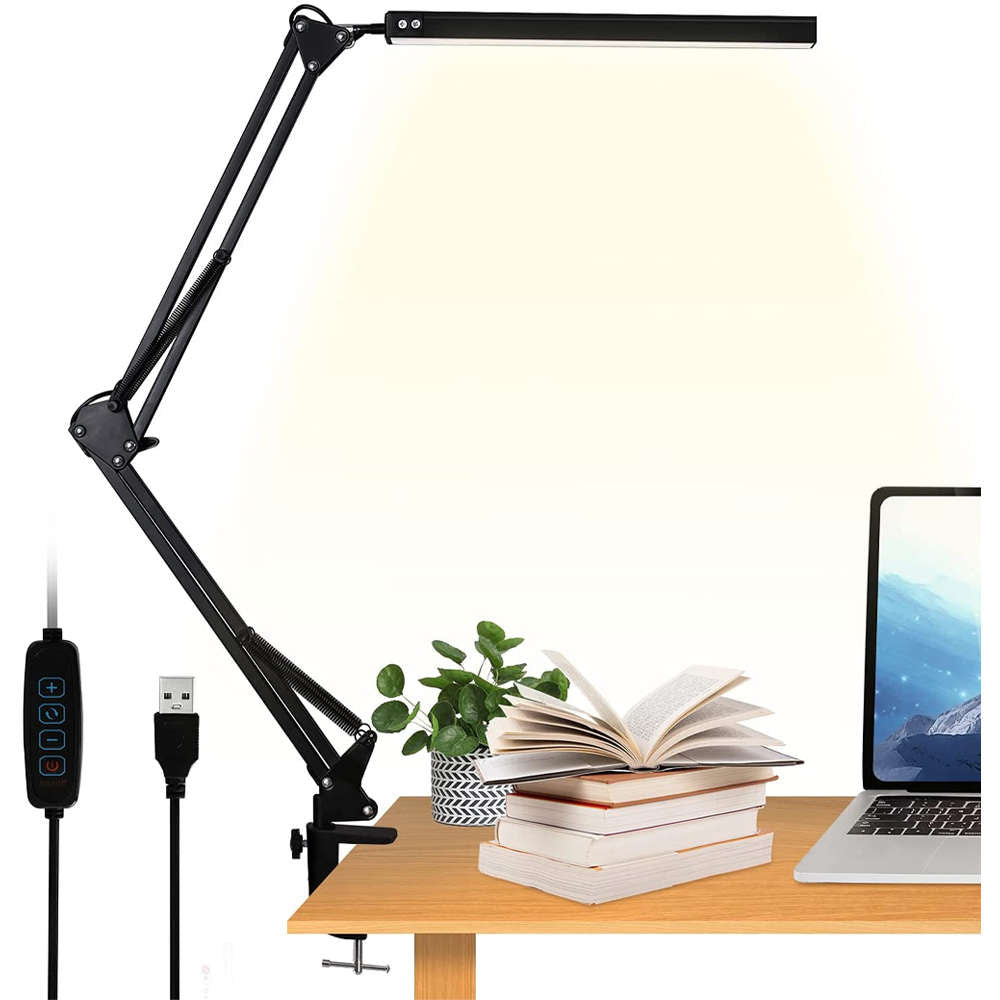 Lampa de birou LED Alogy cu Brat Ajustabil 360° - 12W 3 Moduri & 10 Niveluri Luminozitate Protectie Ochi Aluminiu - 15268 - 5907765687666