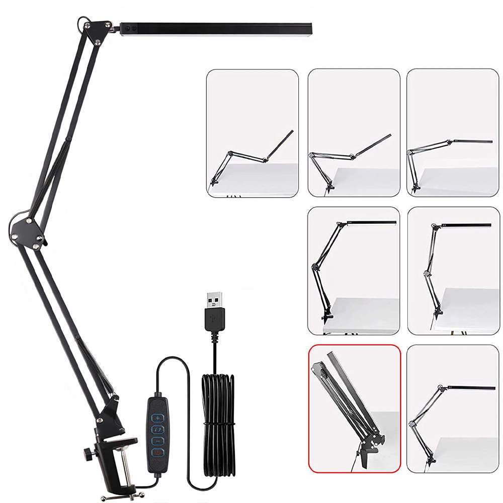 Lampa de birou LED Alogy cu Brat Ajustabil 360° - 12W 3 Moduri & 10 Niveluri Luminozitate Protectie Ochi Aluminiu - 15268 - 5907765687666