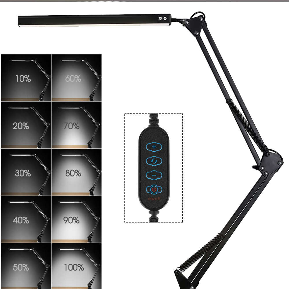 Lampa de birou LED Alogy cu Brat Ajustabil 360° - 12W 3 Moduri & 10 Niveluri Luminozitate Protectie Ochi Aluminiu - 15268 - 5907765687666