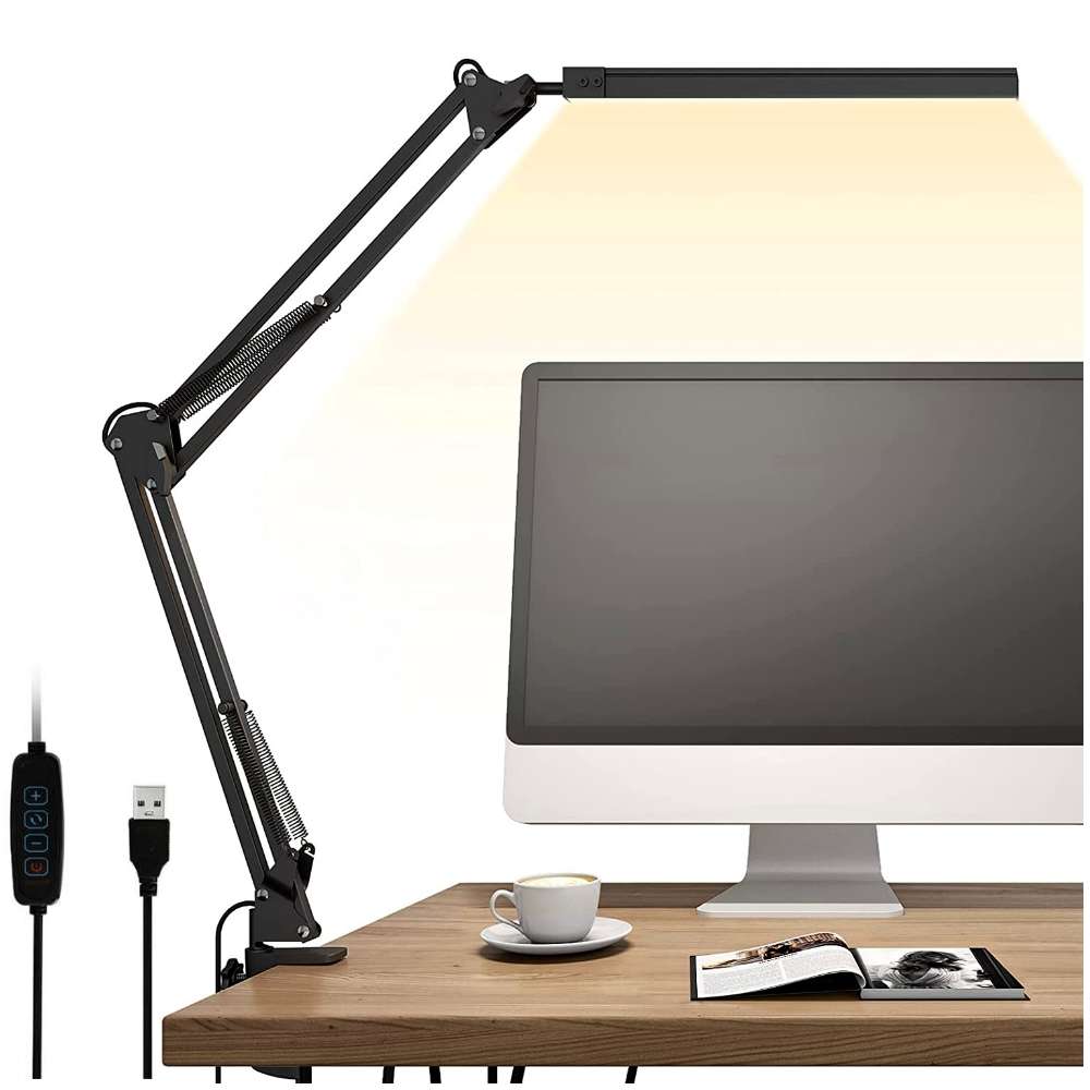 Lampa de birou LED Alogy cu Brat Ajustabil 360° - 12W 3 Moduri & 10 Niveluri Luminozitate Protectie Ochi Aluminiu - 15268 - 5907765687666