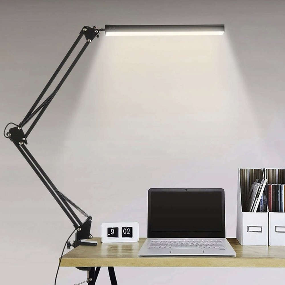 Lampa de birou LED Alogy cu Brat Ajustabil 360° - 12W 3 Moduri & 10 Niveluri Luminozitate Protectie Ochi Aluminiu - 15268 - 5907765687666