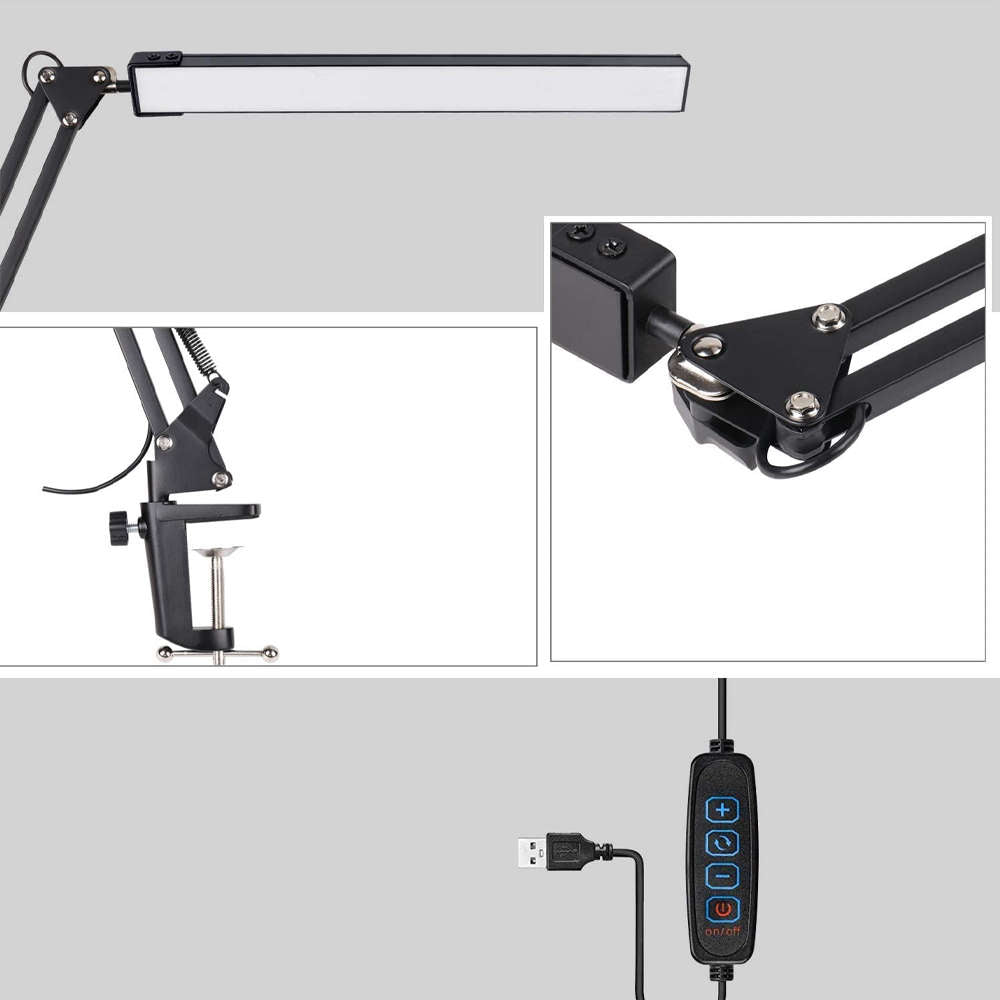 Lampa de birou LED Alogy cu Brat Ajustabil 360° - 12W 3 Moduri & 10 Niveluri Luminozitate Protectie Ochi Aluminiu - 15268 - 5907765687666