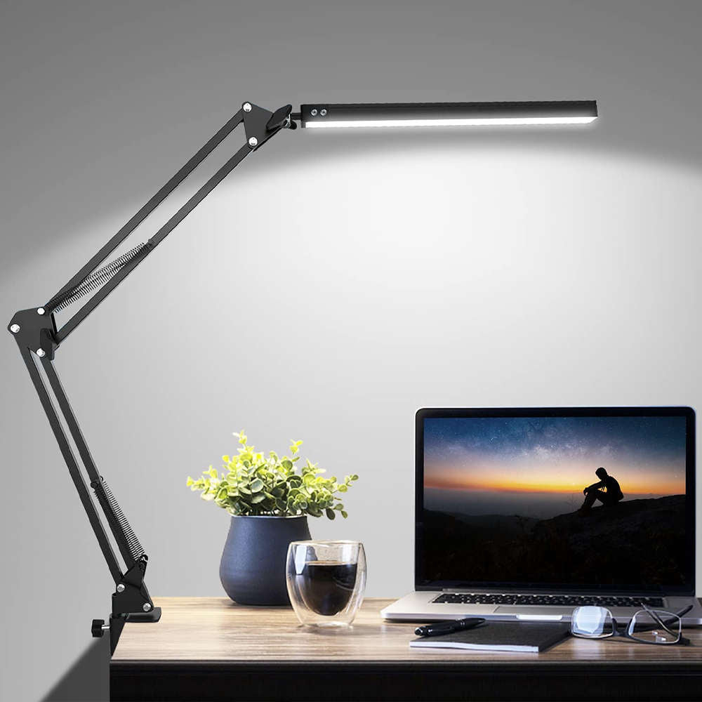 Lampa de birou LED Alogy cu Brat Ajustabil 360° - 12W 3 Moduri & 10 Niveluri Luminozitate Protectie Ochi Aluminiu - 15268 - 5907765687666