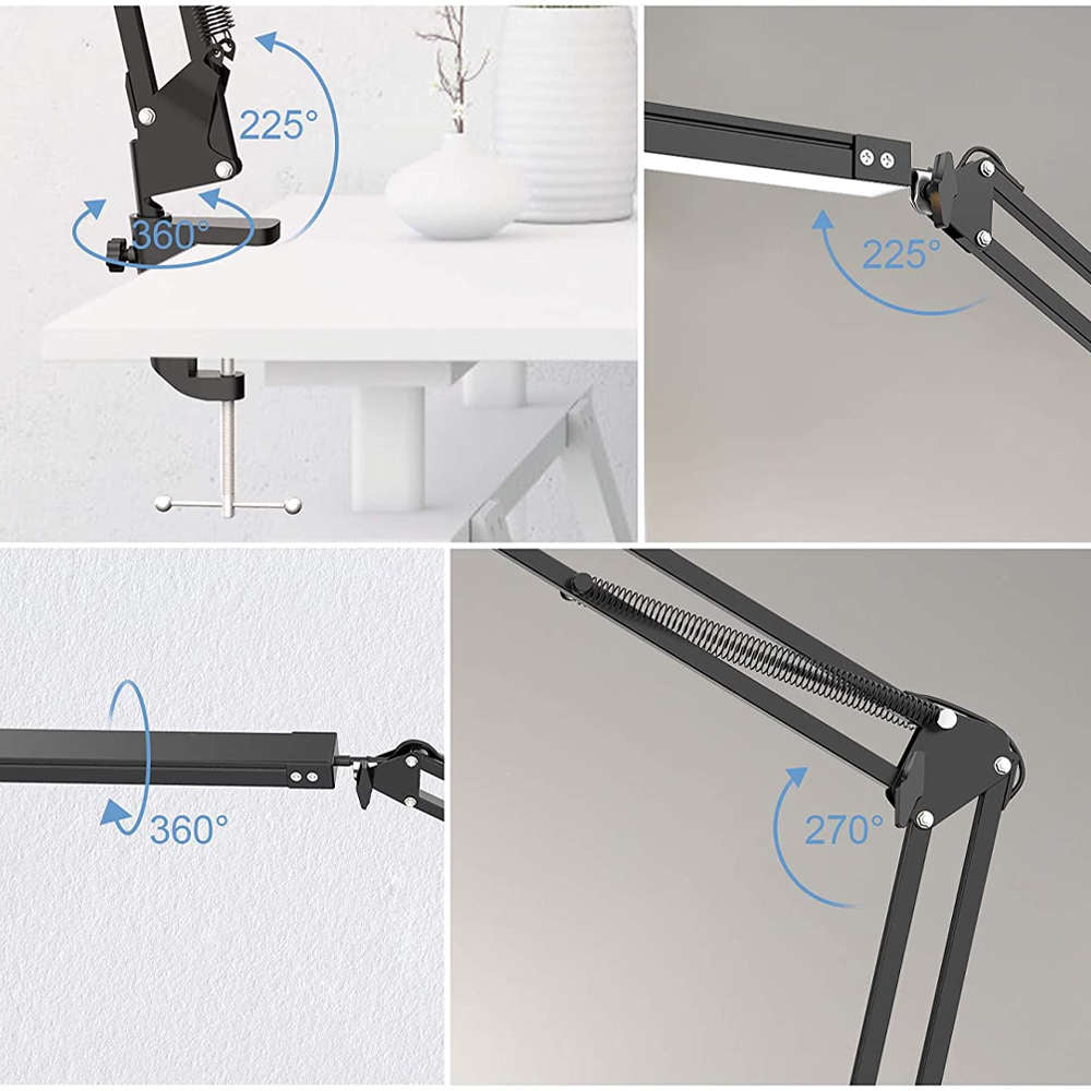 Lampa de birou LED Alogy cu Brat Ajustabil 360° - 12W 3 Moduri & 10 Niveluri Luminozitate Protectie Ochi Aluminiu - 15268 - 5907765687666