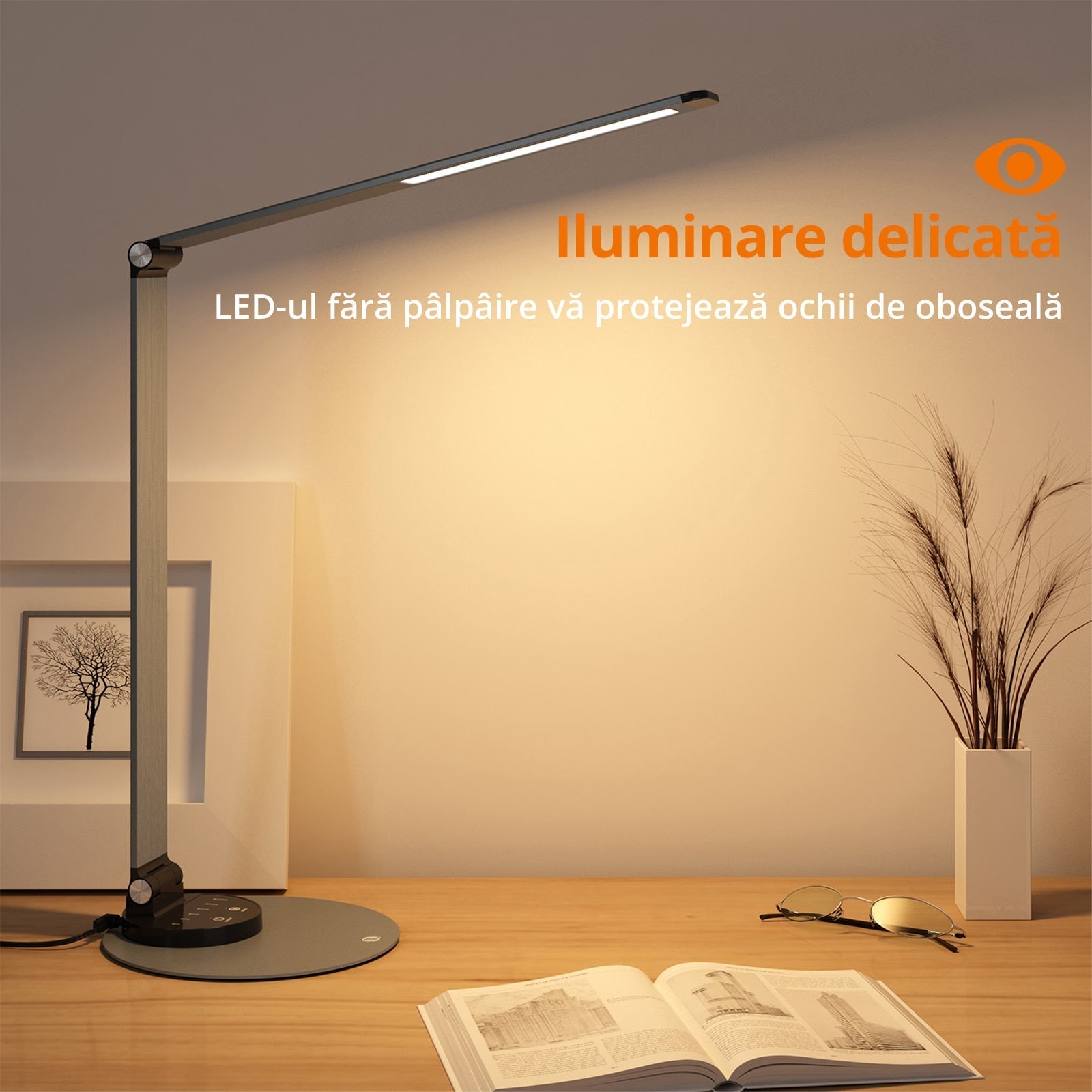 Lampa de Birou LED TaoTronics TT-DL22 - 10W 550 lm 3 Moduri & 6 Niveluri Luminozitate Aluminiu Protectie Ochi Control Touch - 78-17022-201