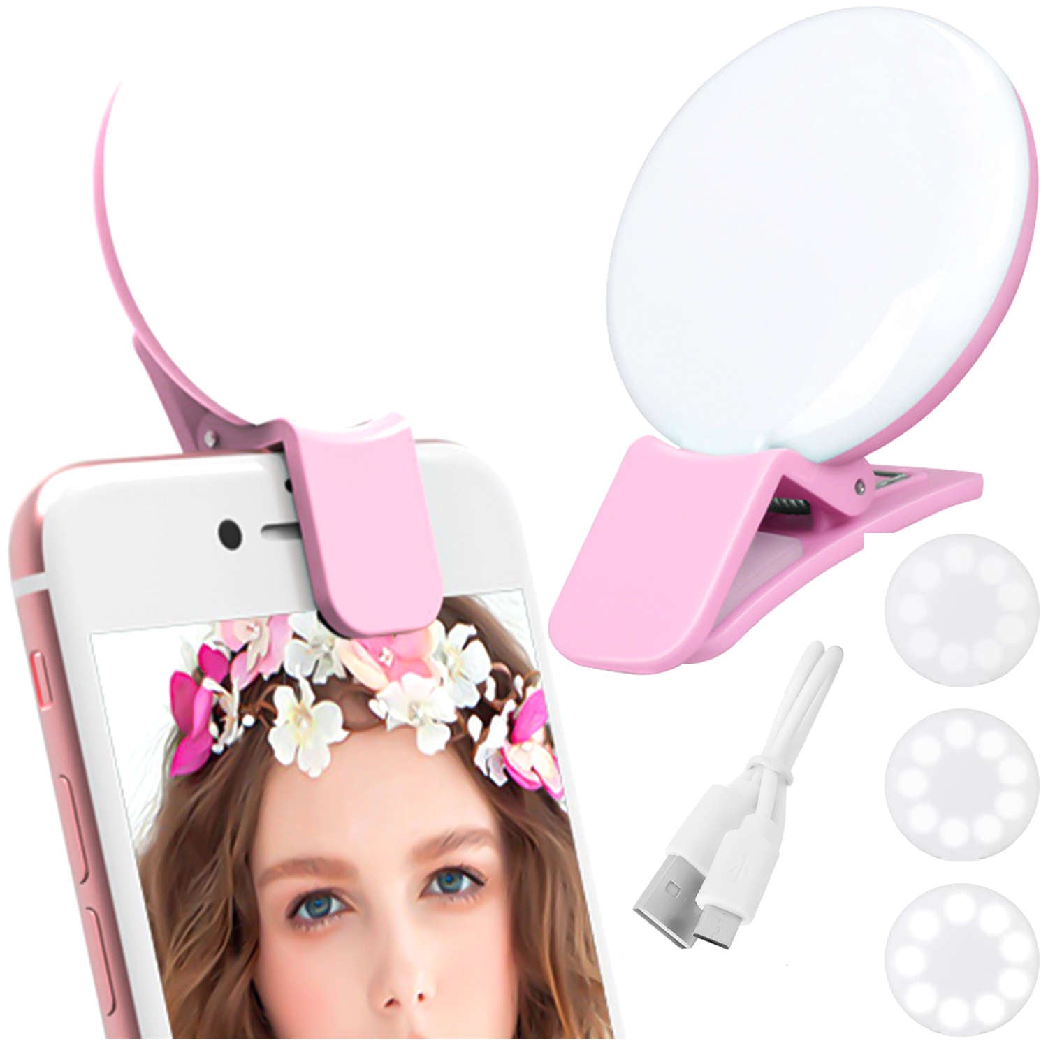 Lampa LED Ring Selfie Alogy - 3W Reincarcabila 100 mAh 3 Niveluri Luminozitate Clip-On - 5905601805106 - 4