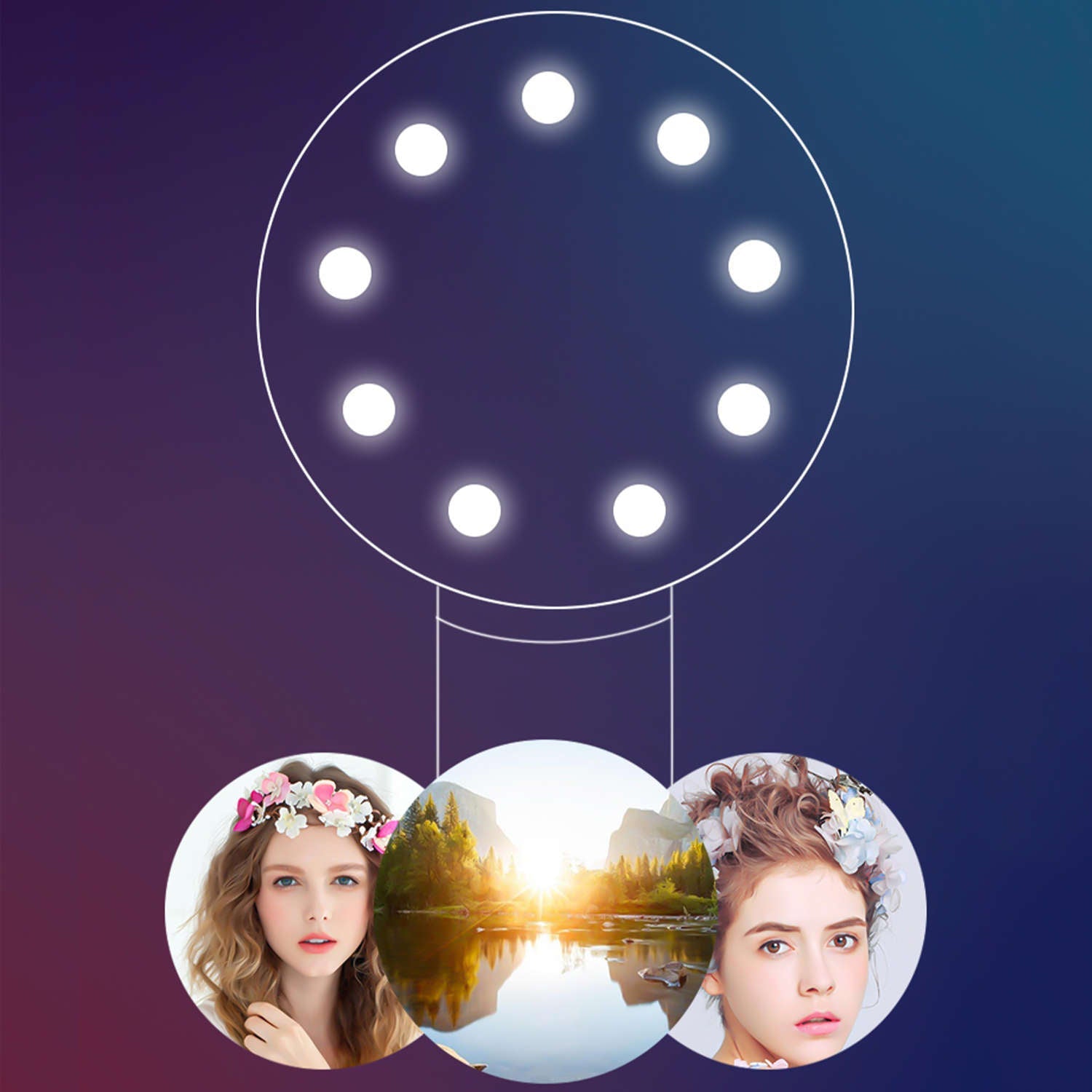 Lampa LED Ring Selfie Alogy - 3W Reincarcabila 100 mAh 3 Niveluri Luminozitate Clip-On - 5905601805106 - 6