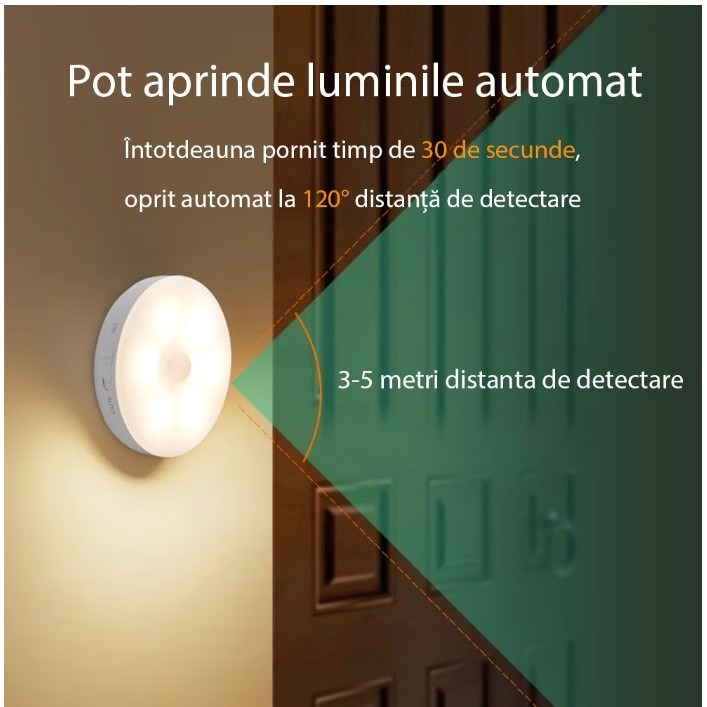 Lampa LED de veghe - Senzor Miscare Wireless Magnet USB 0.6W 300 mAh 8.5 x 2.3 cm Alb Cald & Rece - 125895 - 6426485461299 - 3