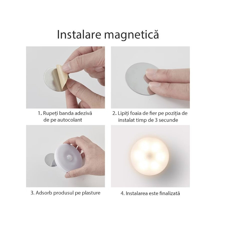Lampa LED de veghe - Senzor Miscare Wireless Magnet USB 0.6W 300 mAh 8.5 x 2.3 cm Alb Cald & Rece - 125895 - 6426485461299 - 4