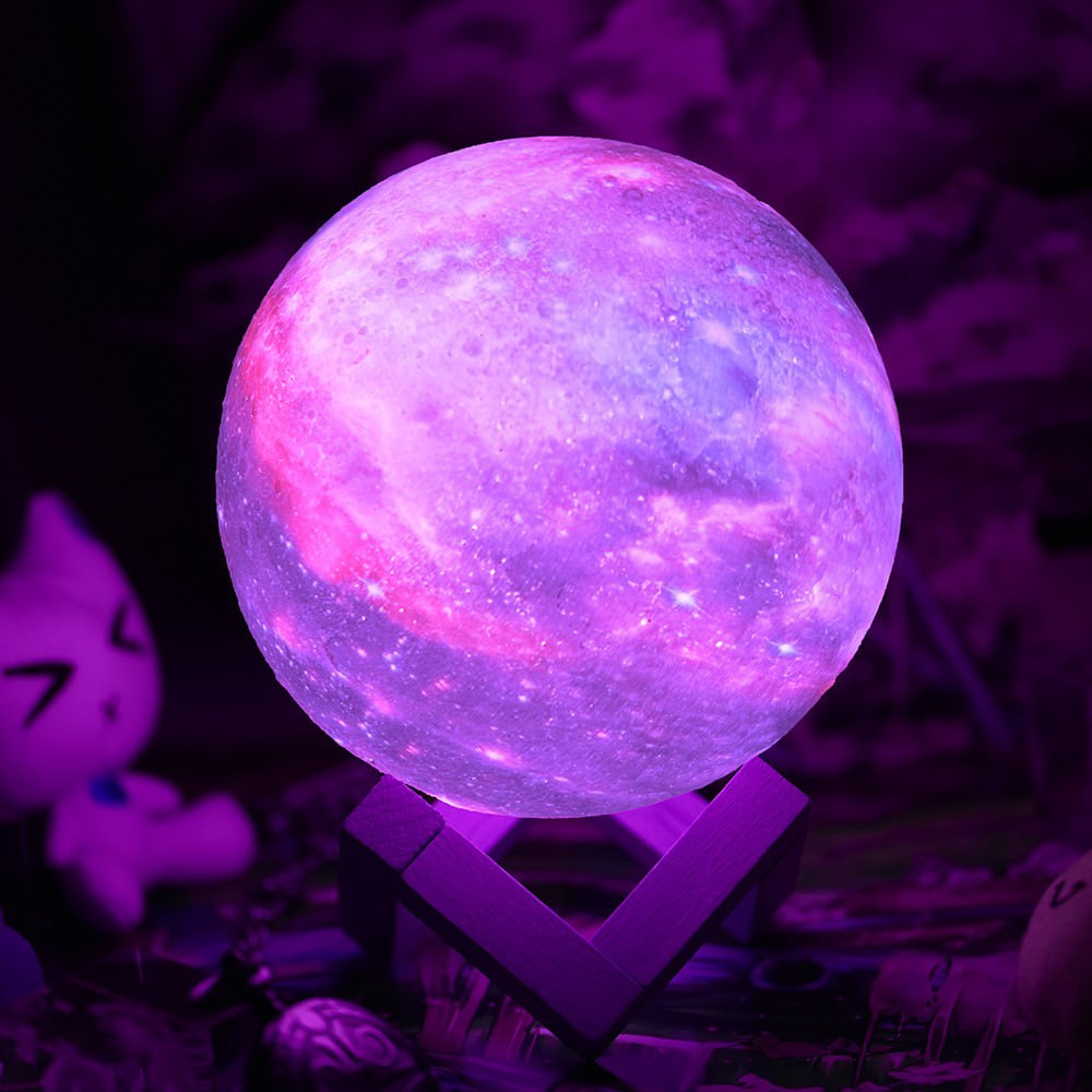 Lampa de veghe LED Luna 3D Moon Light Color 10 cm Baterii Stand On/Off - 123054 - 6426485432947 - 2