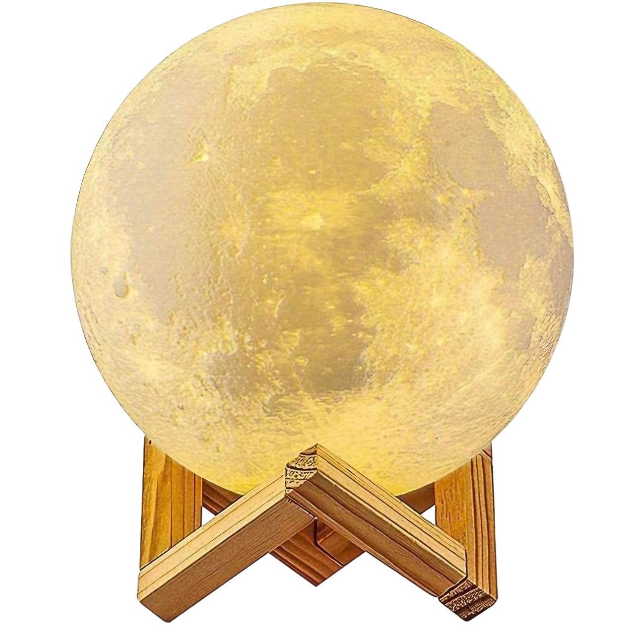 Lampa de veghe LED Luna 3D Moon Light Multicolor 13 cm Baterie Reincarcabila Telecomanda Stand din Lemn Schimbarea Culorilor prin Atingere