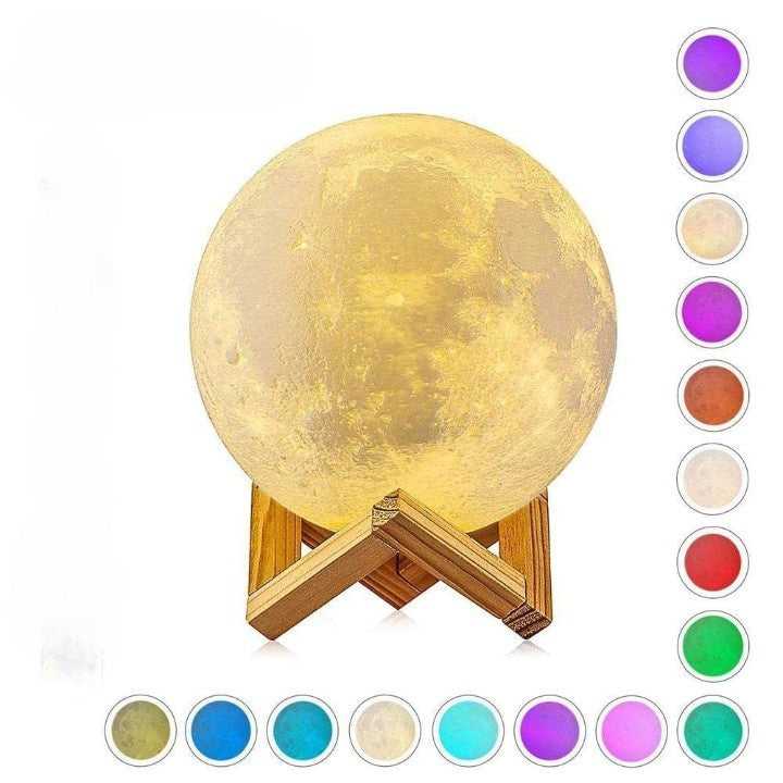 Lampa de veghe LED Luna 3D Moon Light Multicolor 8 cm Baterii Stand On/Off - 123063 - 6426485433036 - 1