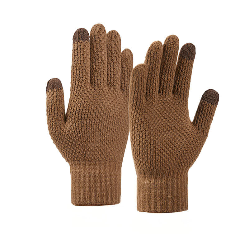 Manusi Brodate de Iarna Compatibile cu Ecran Touchscreen - Brown - 5907769307850 - 1