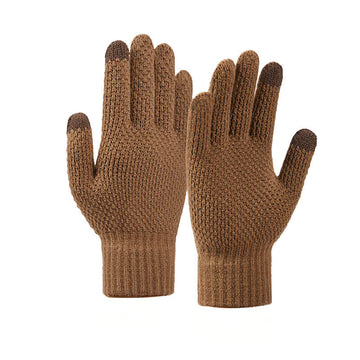 Manusi Brodate de Iarna Compatibile cu Ecran Touchscreen - Brown - 5907769307850 - 1