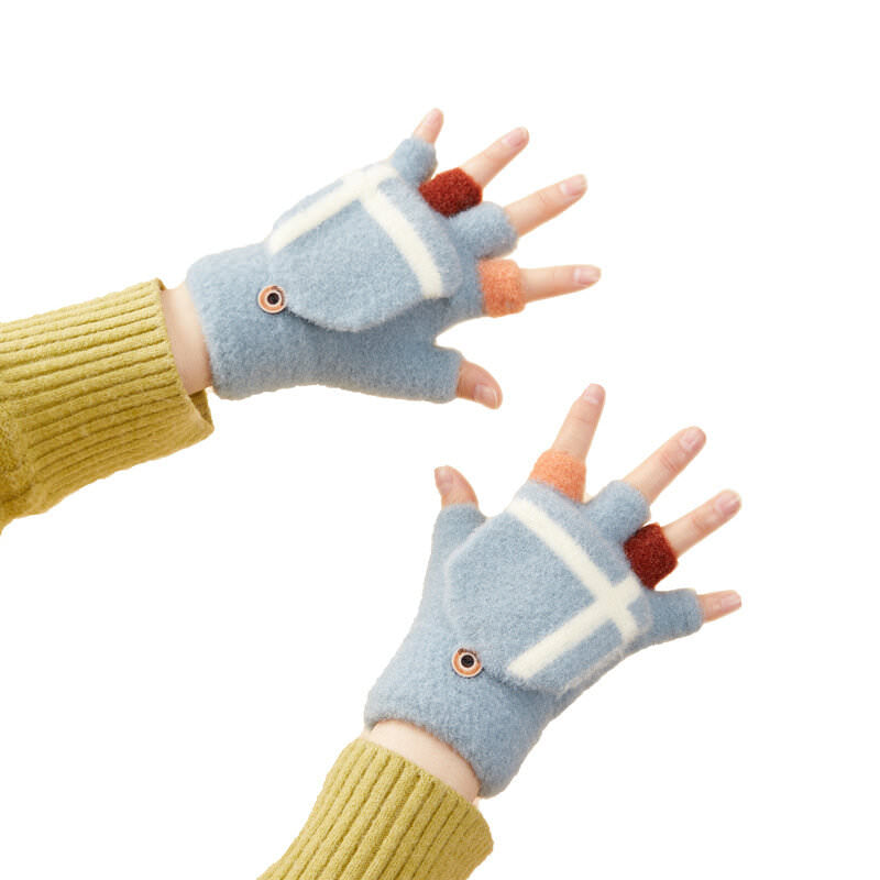 Manusi fara Degete pt. Femei & Copii cu Protectie Detasabila - Blue - 5907769307942 - 46